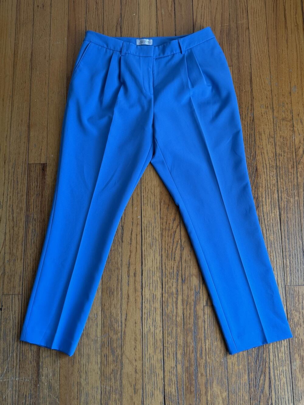 Tahari Arthur S. Levine Pants Womens 8 Blue Pleated Tapered Dress Work